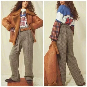 Free People Maryam Houndstooth Paper-Bag Slack size M